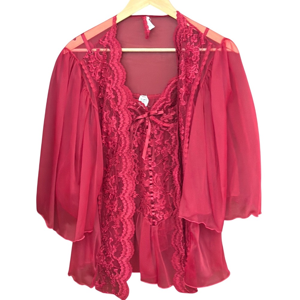 Vintage Escante Lingerie Set Red Lace Coquette Romantic Glamour Romantic Retro